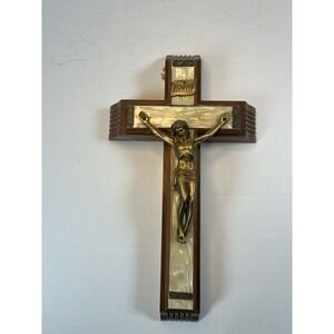 Vtg Religious Wooden Cross Crucifix Catholic Church Candles Secret Compartment
